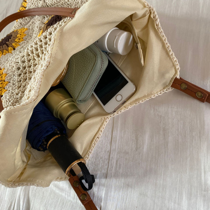 Handcrafted Macrame Bag with Unique Sunflower Pattern Bowlift