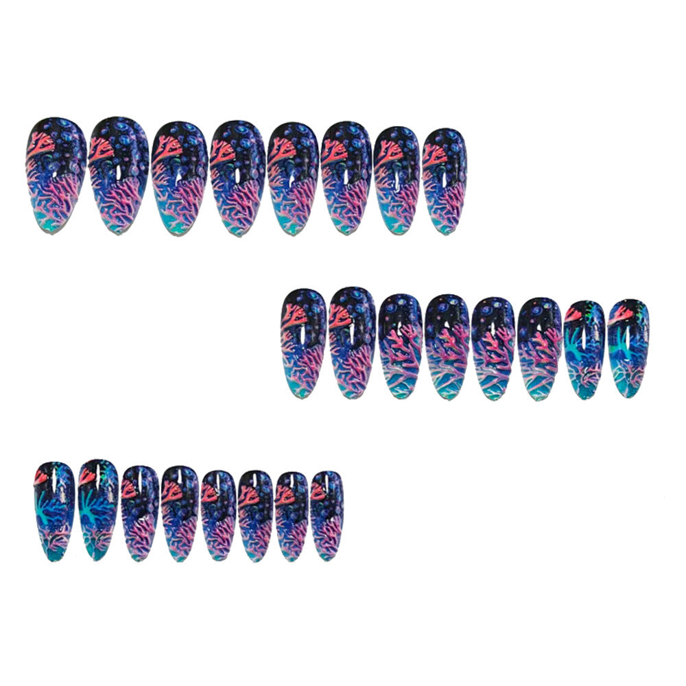 Artifical nails with sea coral design Bowlift