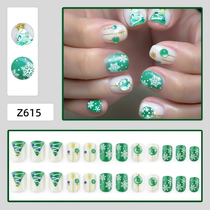 Artificial Nail Set with Festive Winter Design Bowlift