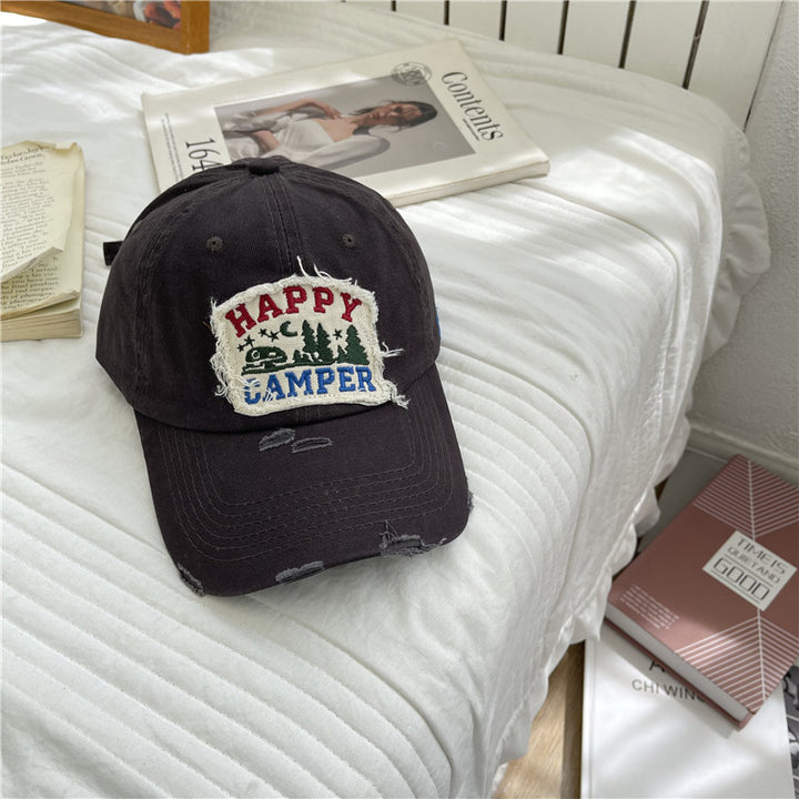 Men's Distressed Vintage-Inspired Baseball Cap Bowlift
