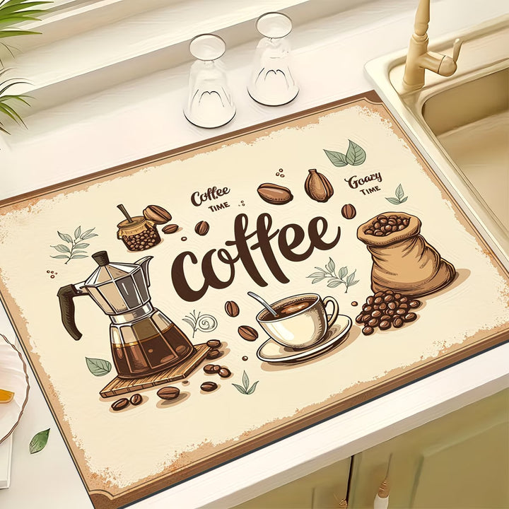 Coffee-Themed Kitchen Mat