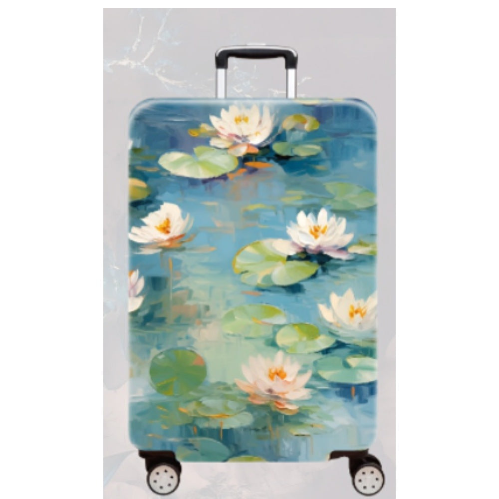 Women's Hard Shell Travel Suitcase with Elegant Lotus Design Bowlift