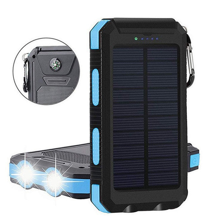 Solar-powered power bank with robust case and integrated LED lighting Bowlift