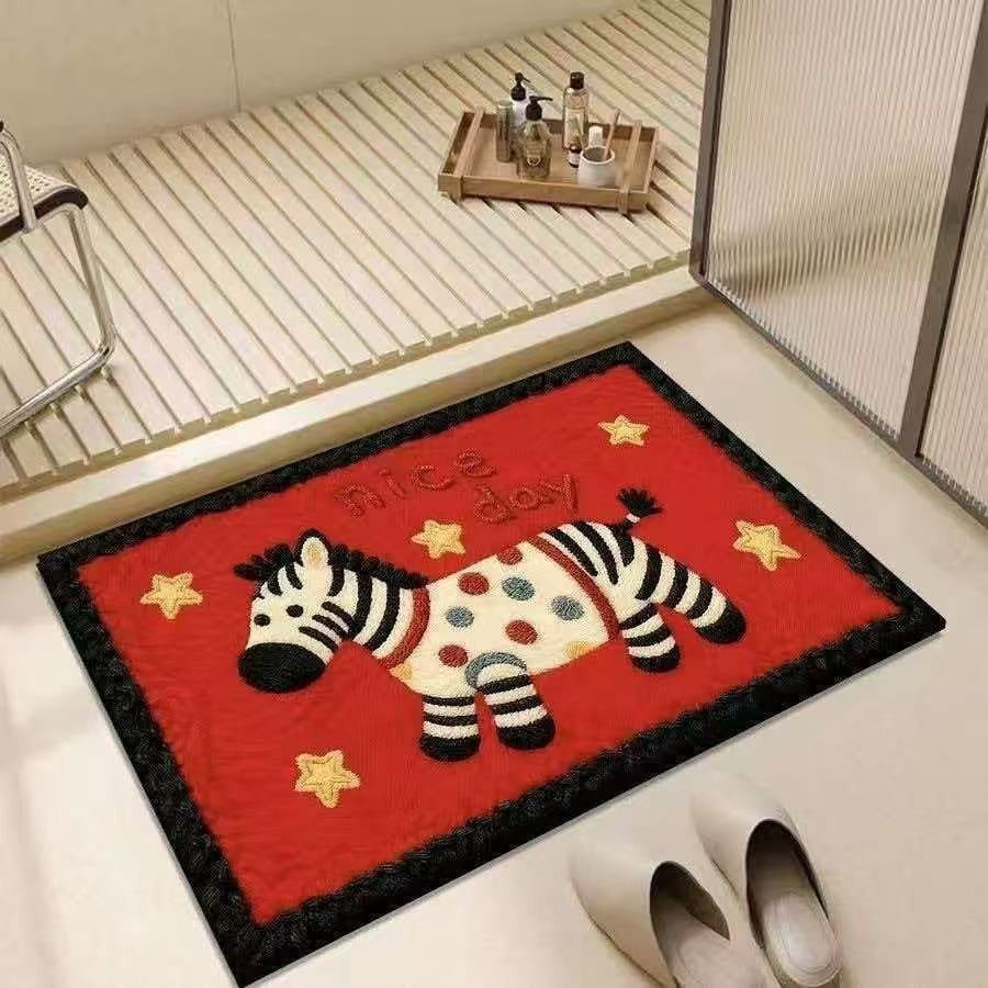 Cute Zebra-Themed Decorative Floor Mat Bowlift