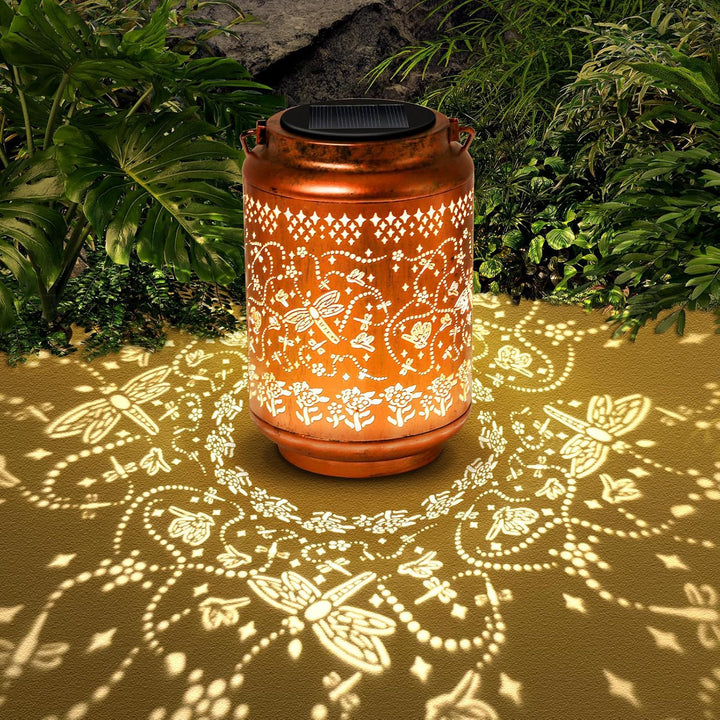 Intricate Metal Shadow Projection Table Lamp With Rechargeable LED Bowlift