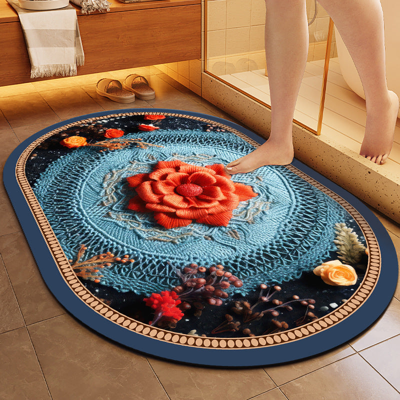 Floral Patterned Soft Bath Mat Bowlift