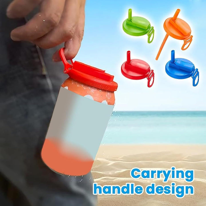 Universal Insulated Bottle Replacement Flip Straw Lid With Locking Carry Loop