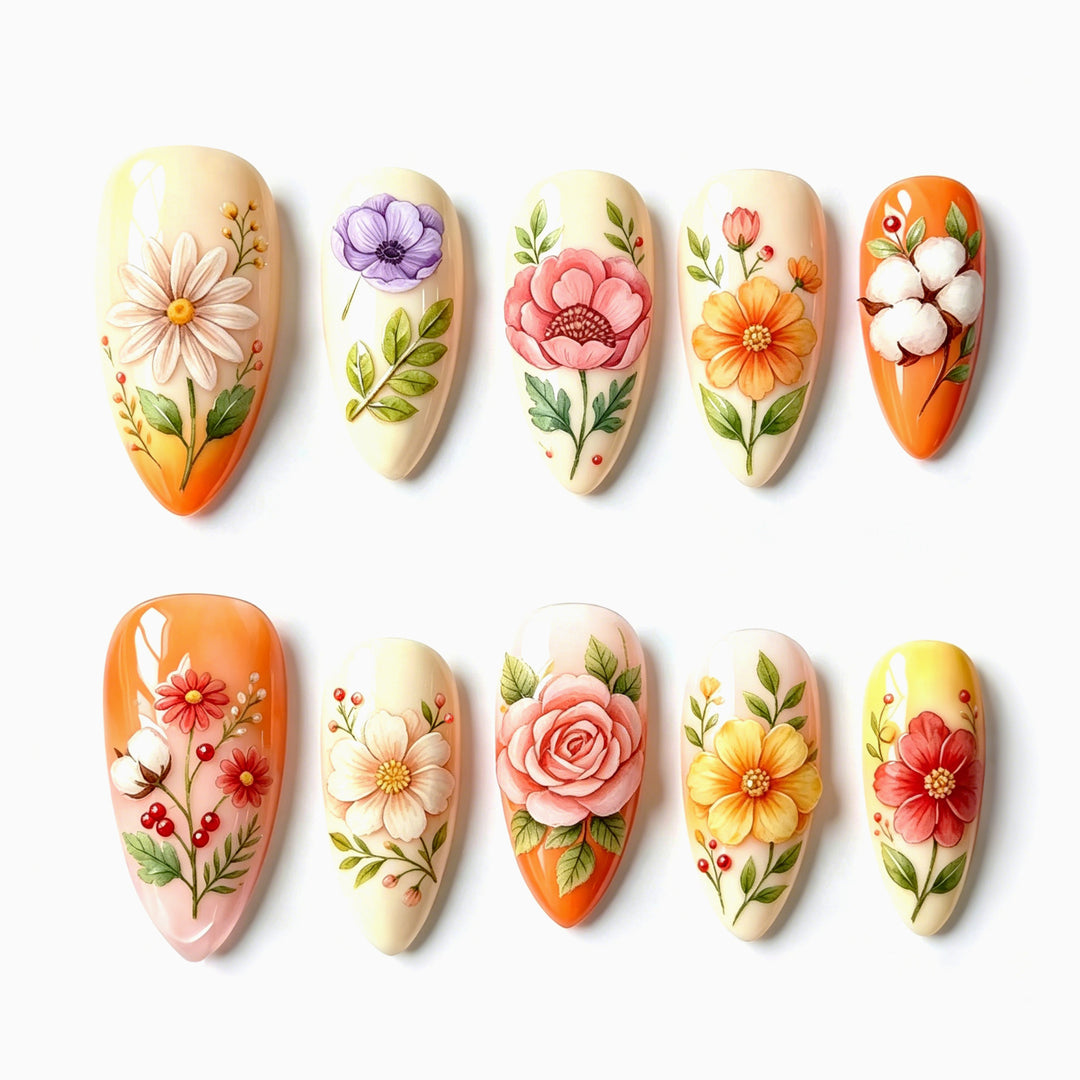 Artistic Floral Press-On Nails 1790738521