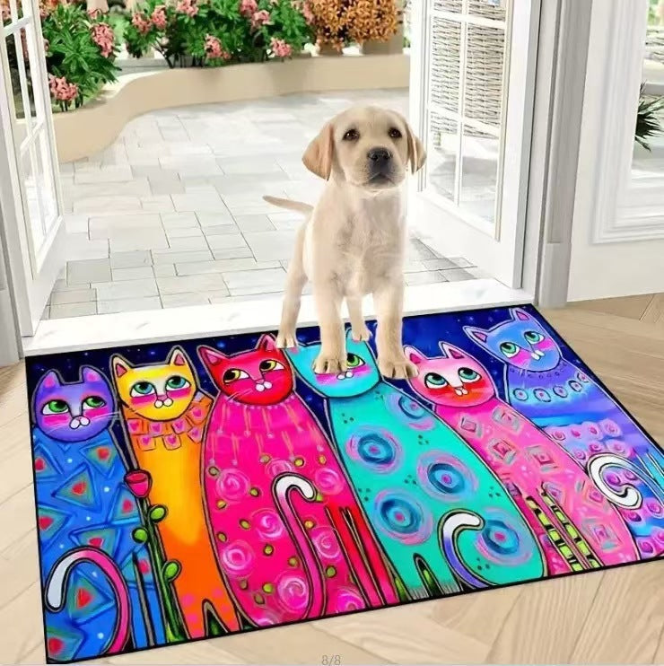 Floral Themed Welcome Mat Bowlift