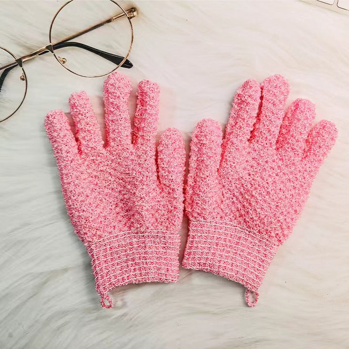 Exfoliating Shower Gloves with Soft Textured Scrub Fabric and Stretchy Elastic Cuff Bowlift
