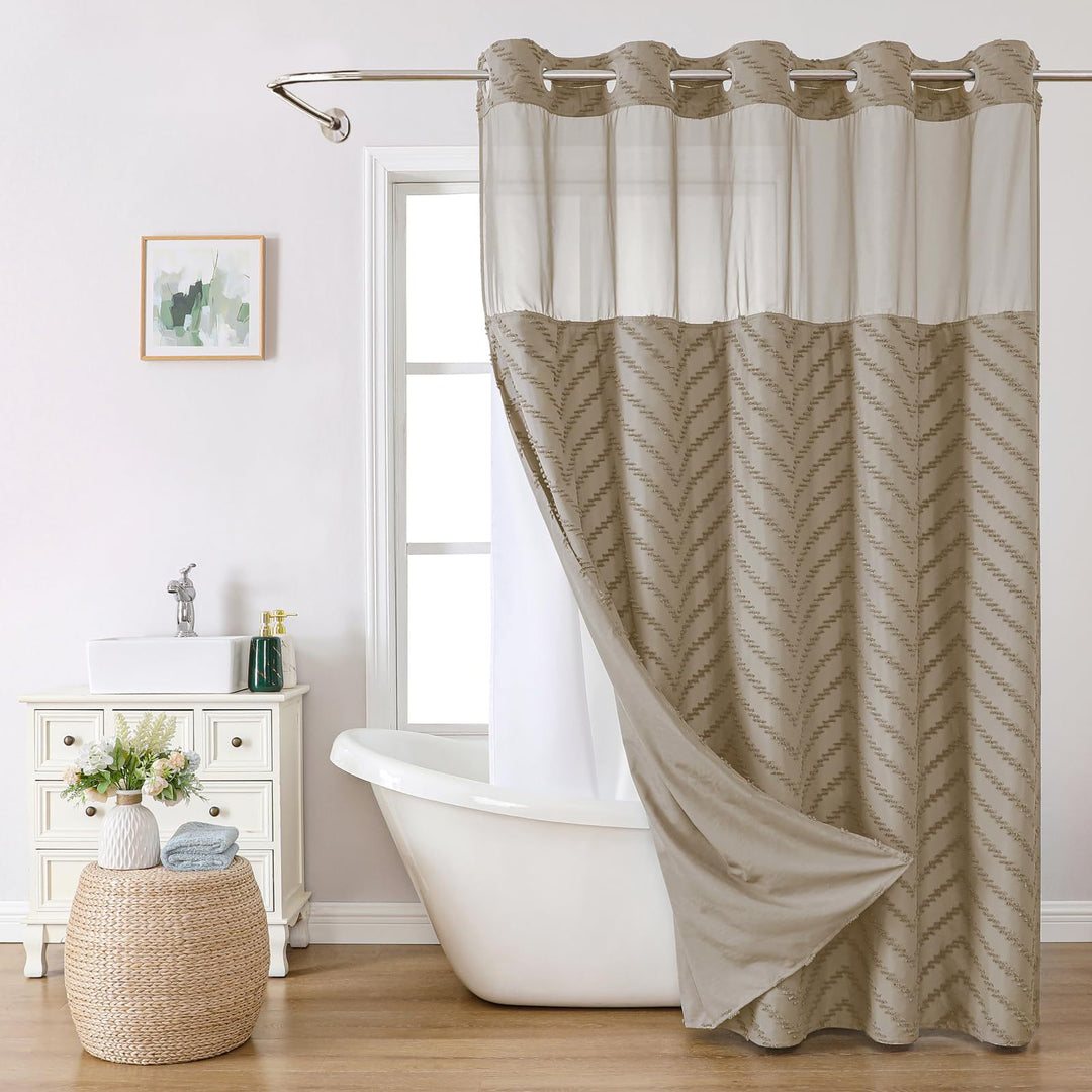 Luxury Textured Shower Curtain Bowlift