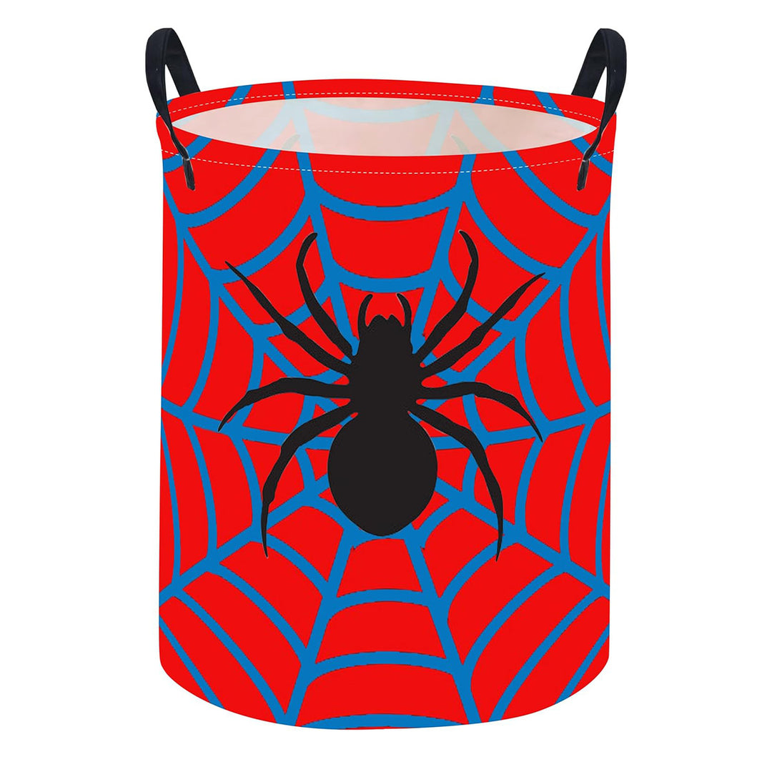 Collapsible Round Fabric Laundry Hamper With Butterfly Print Reinforced Carry Handles Waterproof Liner