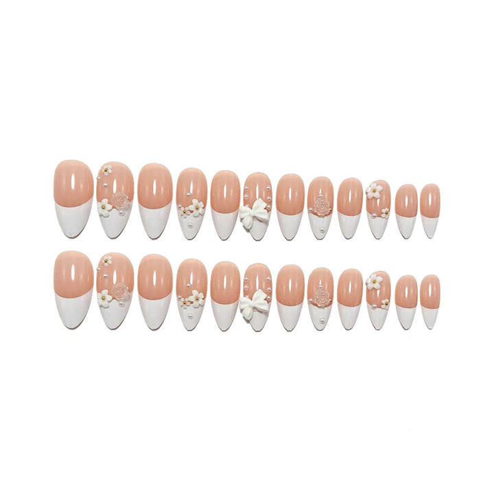 Artificial nail set with floral and glamorous accents Bowlift