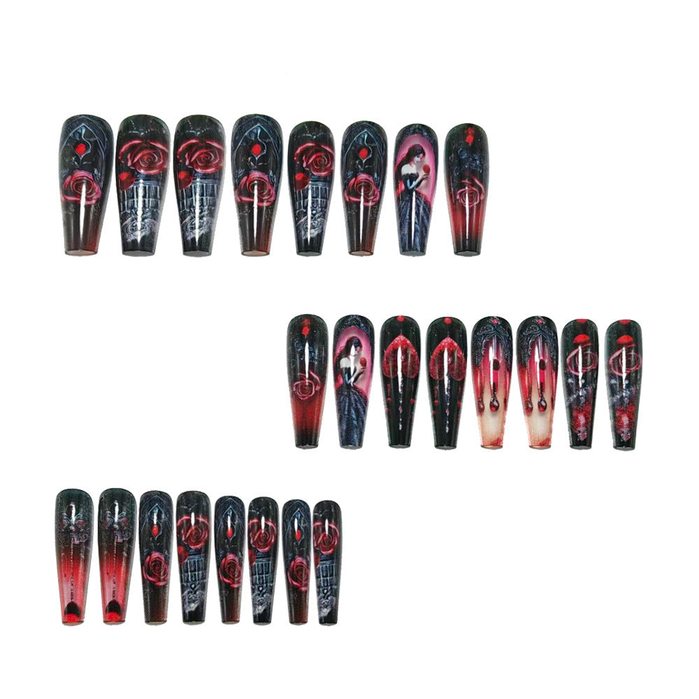 Nail Art Set with impressive 3D roses and Gothic motif Bowlift