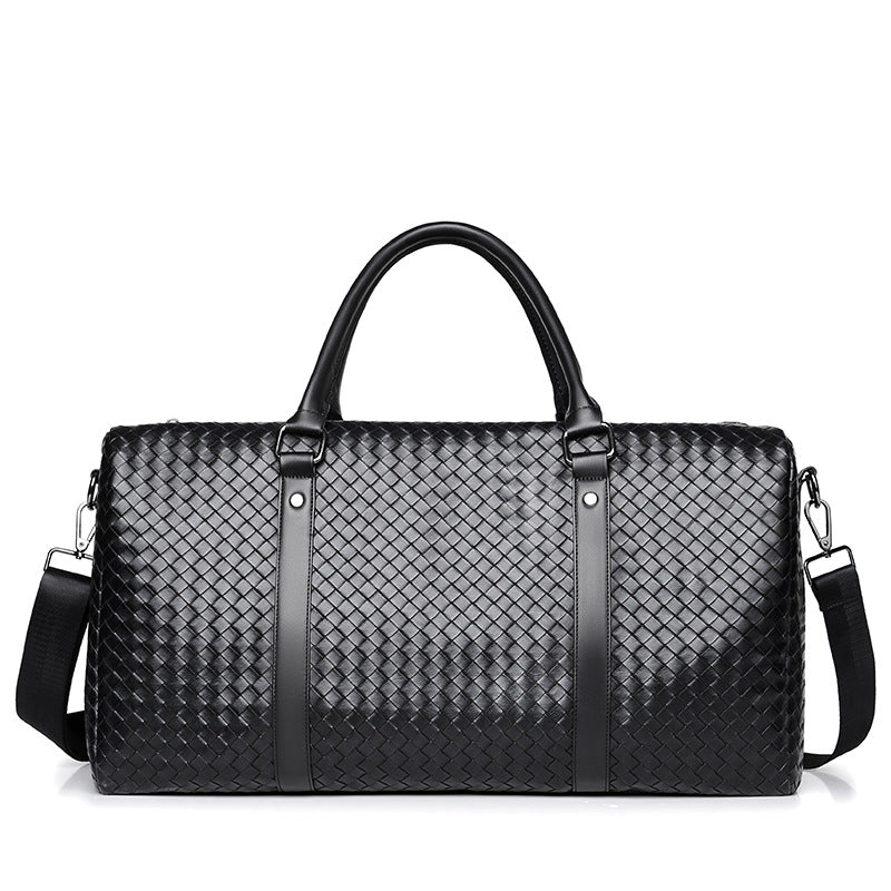 Woven Leather Weekend Duffel Bag Bowlift