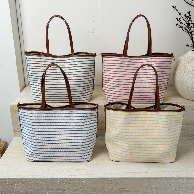 Reusable Striped Beach Tote Bowlift