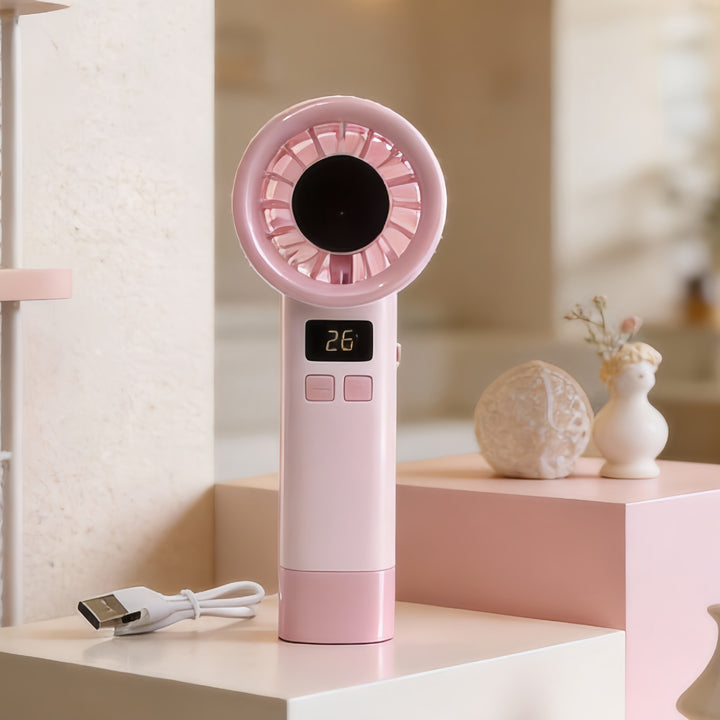 Ladies portable mini hand fan with digital speed display Bowlift