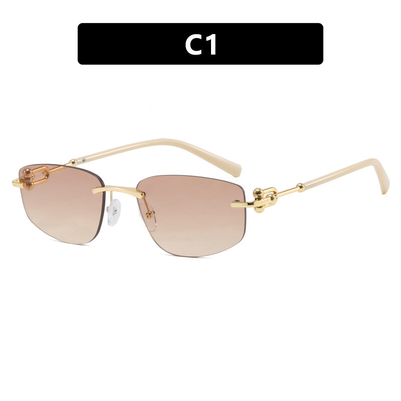 Ladies elegant semi-rimless glasses with luxurious metal frame and transparent lenses Bowlift