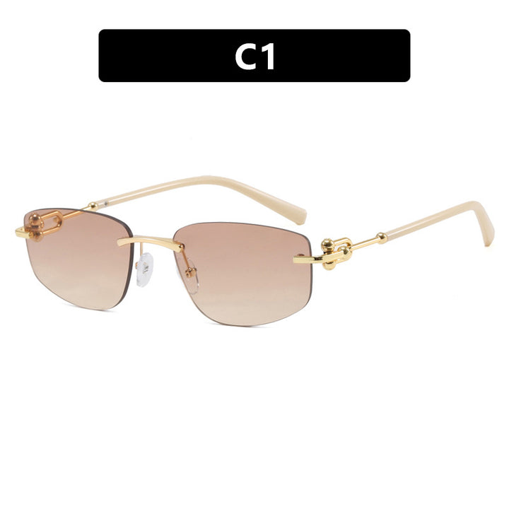 Ladies elegant semi-rimless glasses with luxurious metal frame and transparent lenses Bowlift