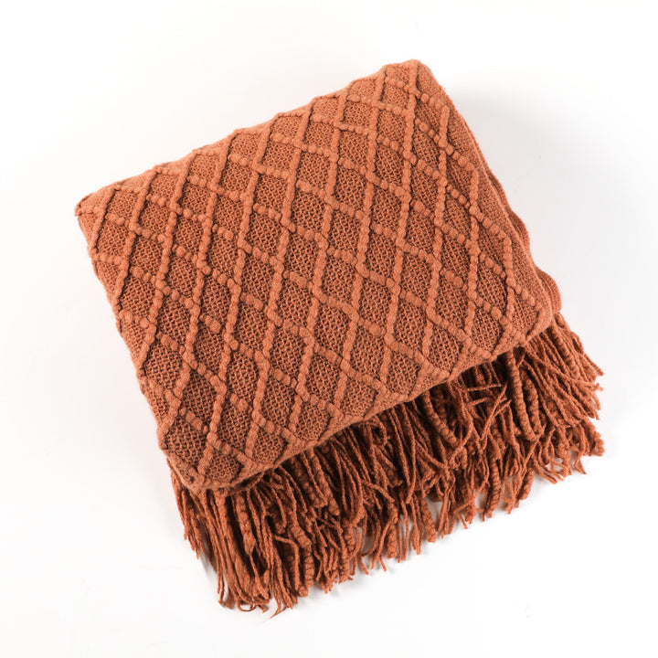 Cable Knit Fringe Throw Blanket Bowlift