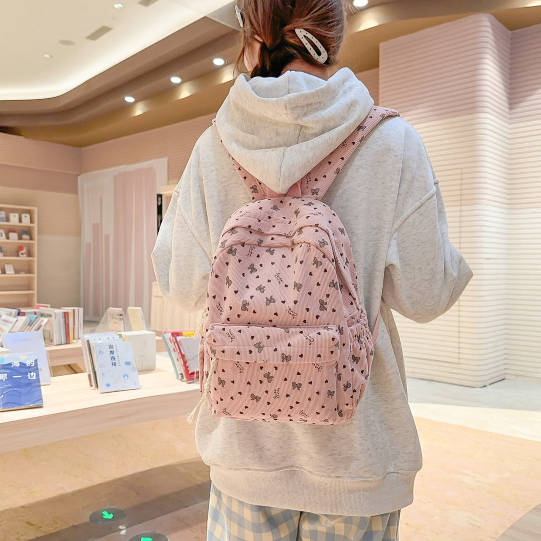 Backpack Made of High-Quality Cord with Playful Applications Bowlift