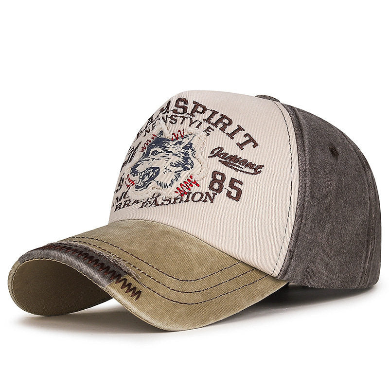 Men's Vintage-Inspired Wolf Graphic Baseball Cap Bowlift