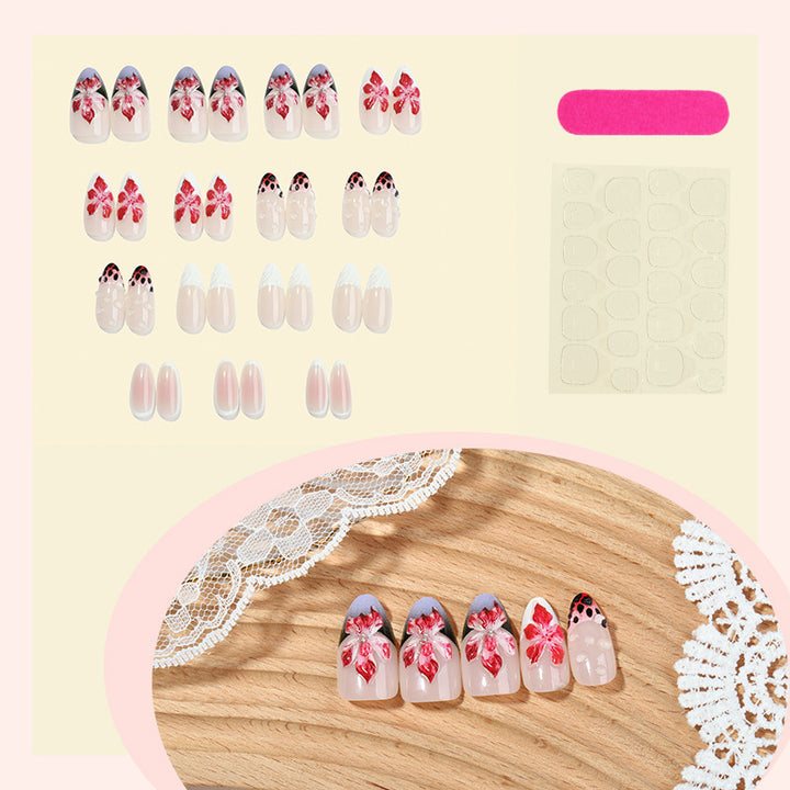 Floral Artistic Press-On Nail Set Bowlift