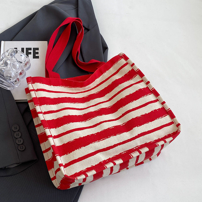 Striped Canvas Tote Bag