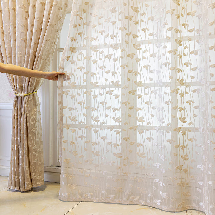 WoEmbroidered Sheer Curtain Panel Bowlift
