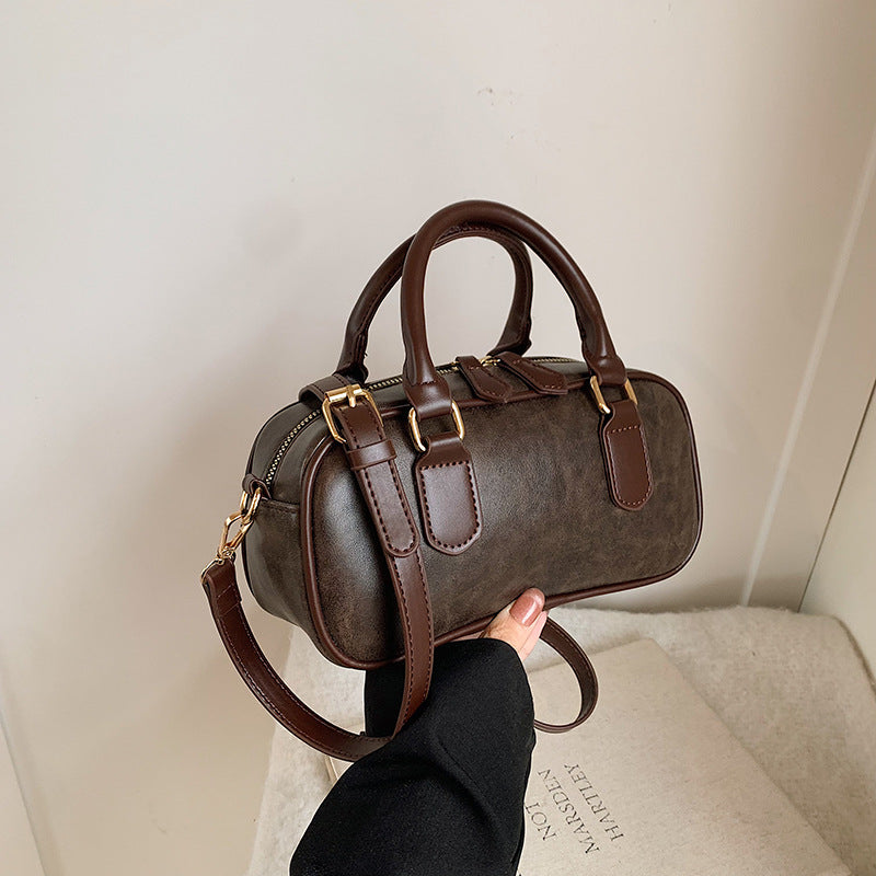 Compact Leather Handheld Satchel Bowlift