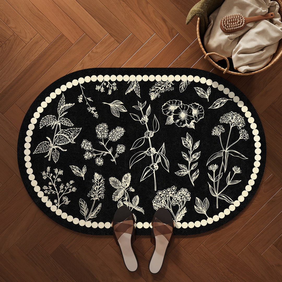 Decorative Botanical Pattern Bath Mat Bowlift