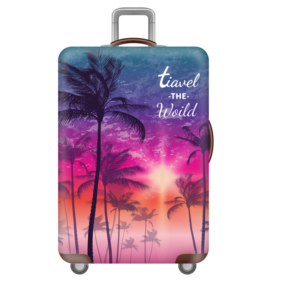 Unisex non-elastic suitcase cover with tropical leaf pattern, stretch protective cover for hard shell and soft case Bowlift