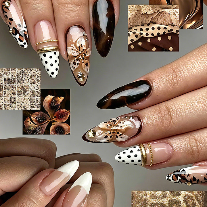 Artificial nails with exclusive flower design Bowlift