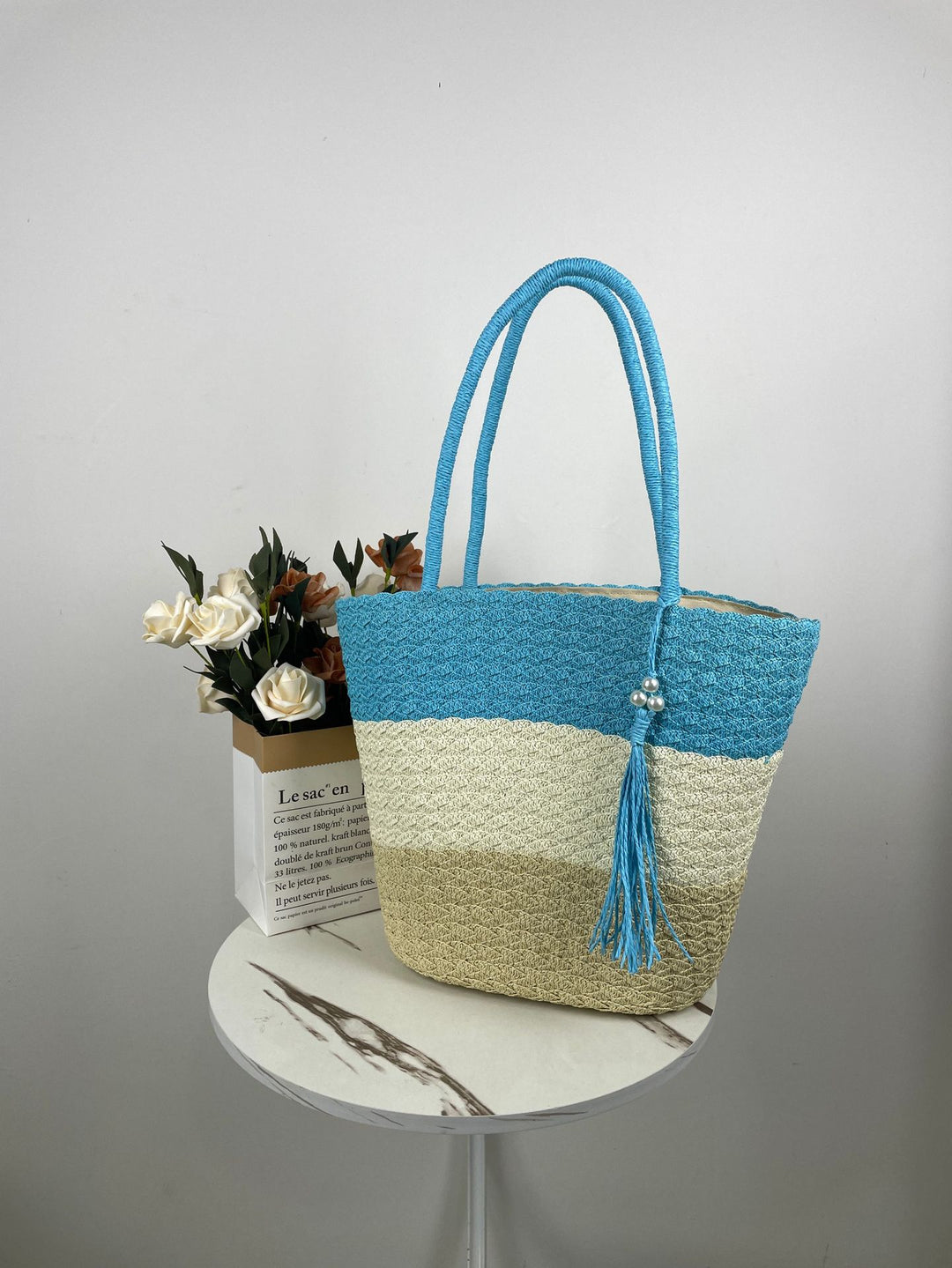 Trendy Woven Beach Bag Bowlift