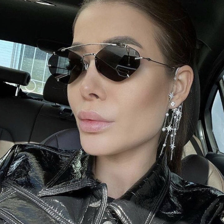 Women geometric sunglasses with ultra-light metal frame Bowlift
