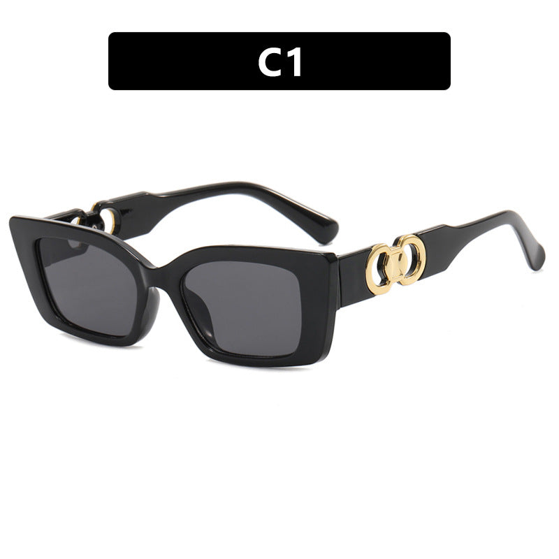 Women's fashionable square sunglasses with golden embellishments Bowlift