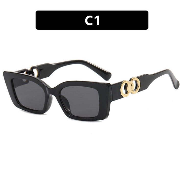 Women's fashionable square sunglasses with golden embellishments Bowlift