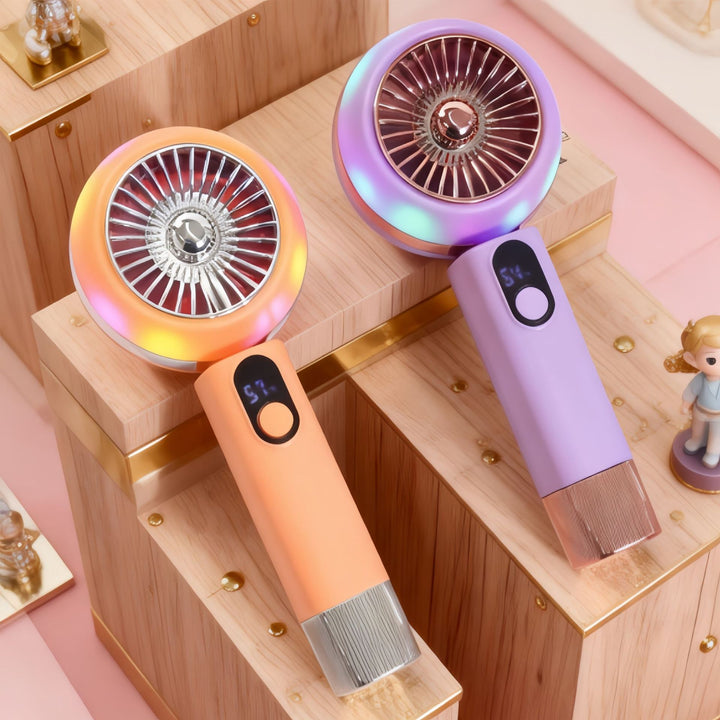 Ladies portable hand fan with LED display and stepless speed control Bowlift