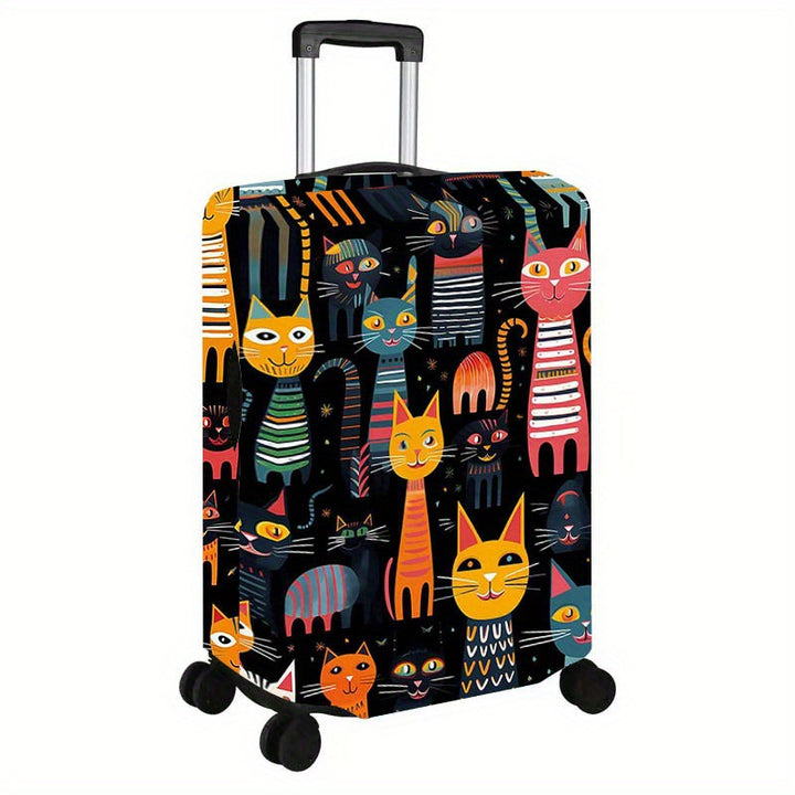 Unisex nan elastic suitcase cover with cartoon cat design stretchable scratch-resistant protective for luggage Bowlift
