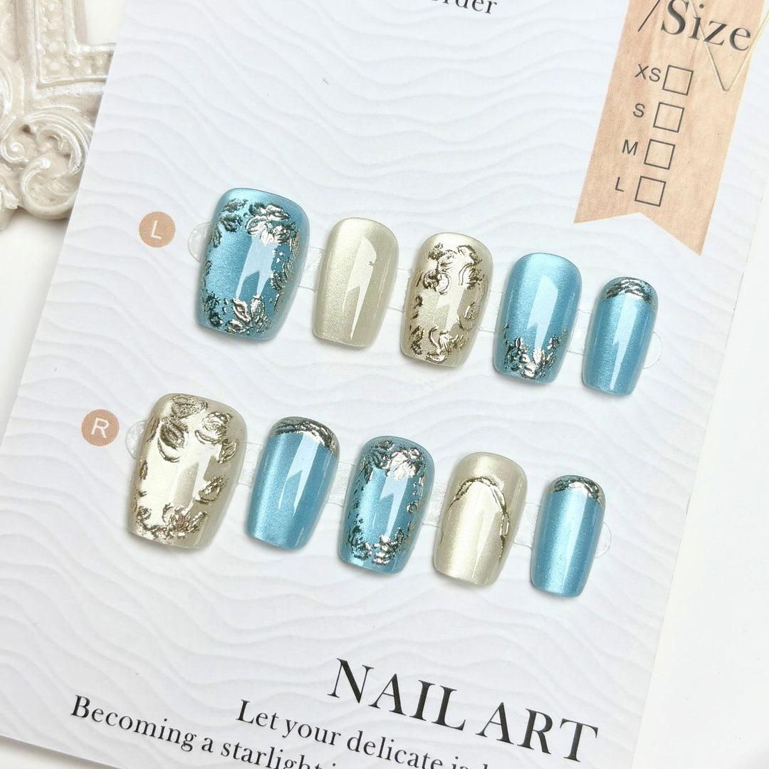 Ornate Floral Press-On Nail Art Set