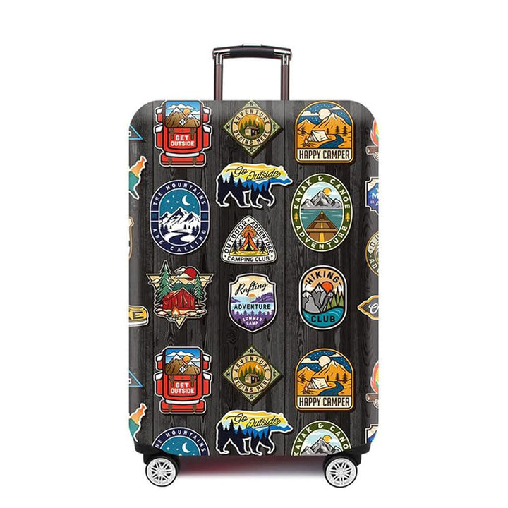 Unisex nan elastic Suitcase Cover with urban Doodle pattern, zipper and all-round protection for 4-wheel trolleys Bowlift