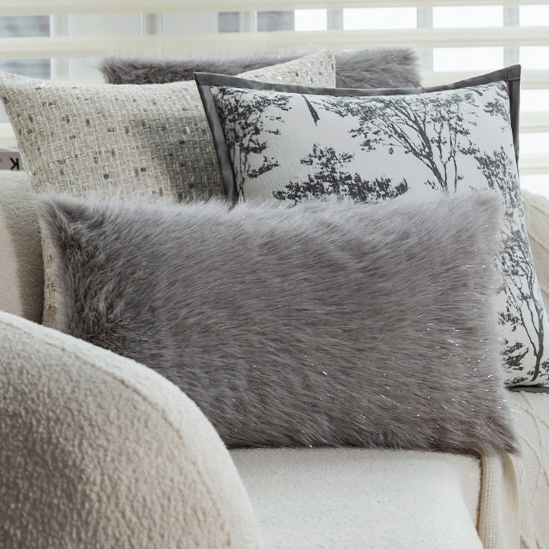 Square decorative cushion cover with finely woven tree jacquard and velvety piping Bowlift