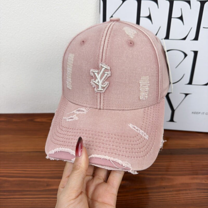 Men's Distressed Denim Adjustable Baseball Cap Bowlift