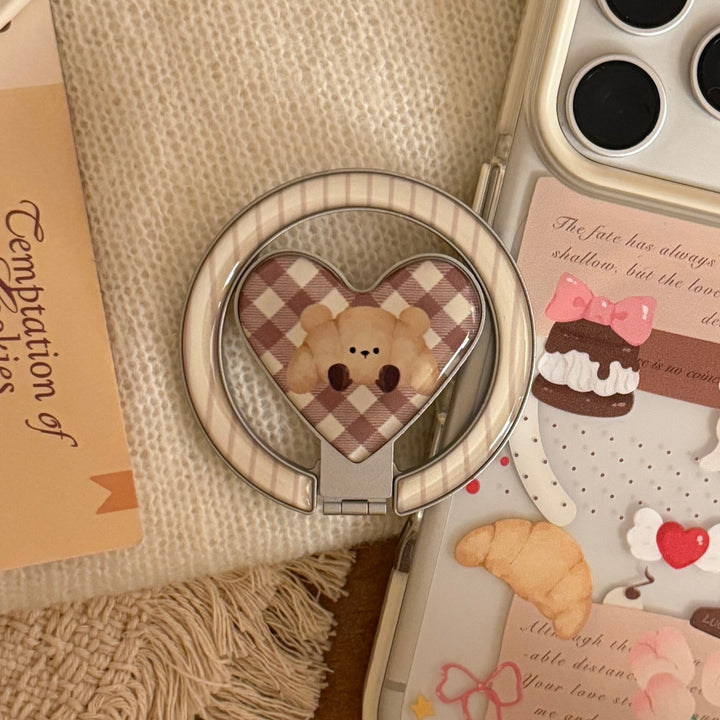 Playful smartphone finger holder with bear motif Bowlift