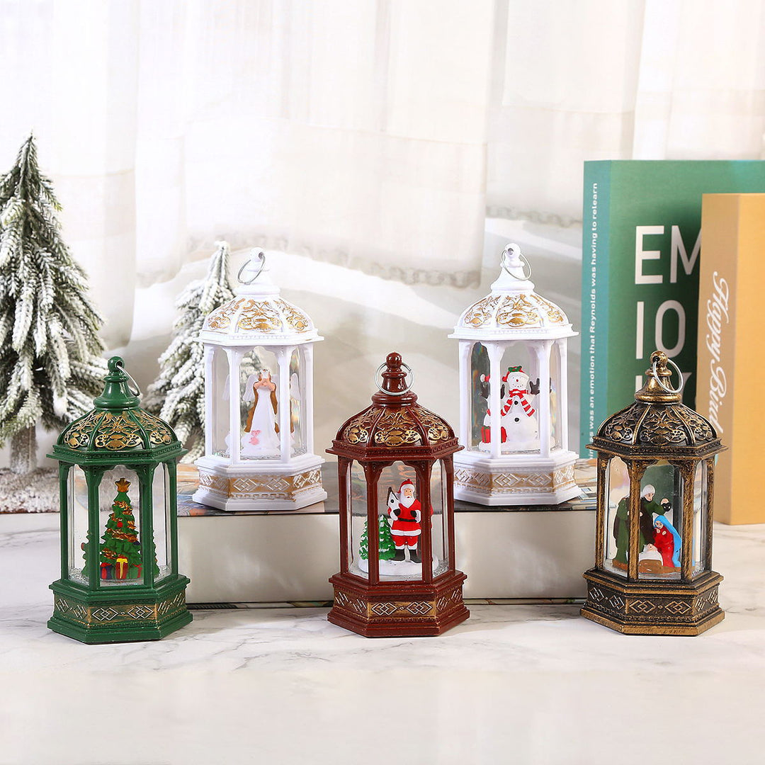 Nostalgic Christmas lantern with moving Santa Claus Bowlift