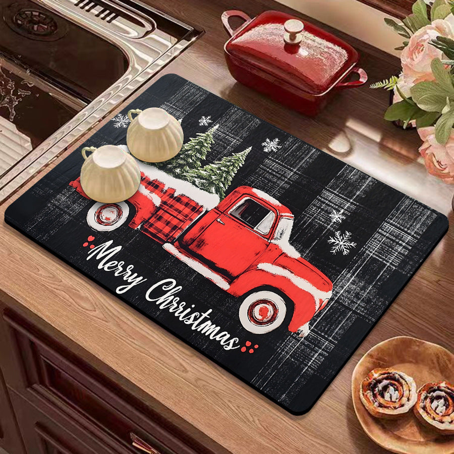 Festive Winter-Themed Kitchen Counter Mat Bowlift