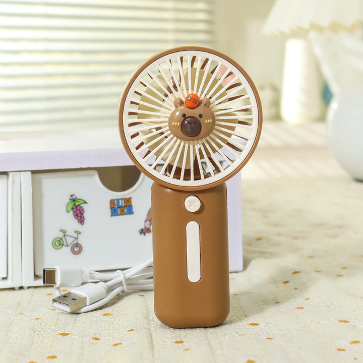 Unisex portable hand fan with bear motif and charging station Bowlift