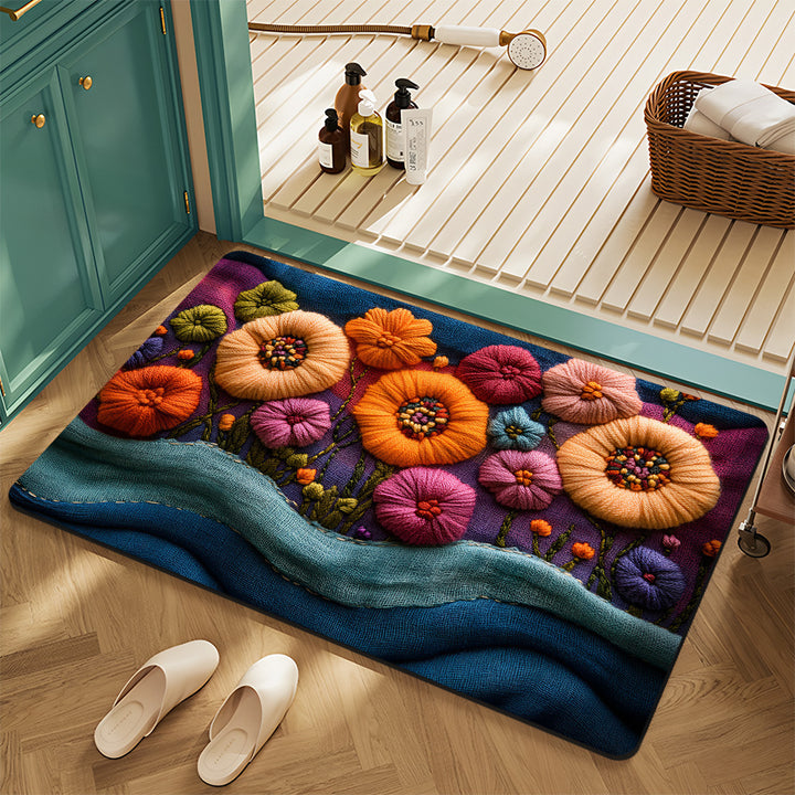 Floral Pattern Bath Mat Bowlift