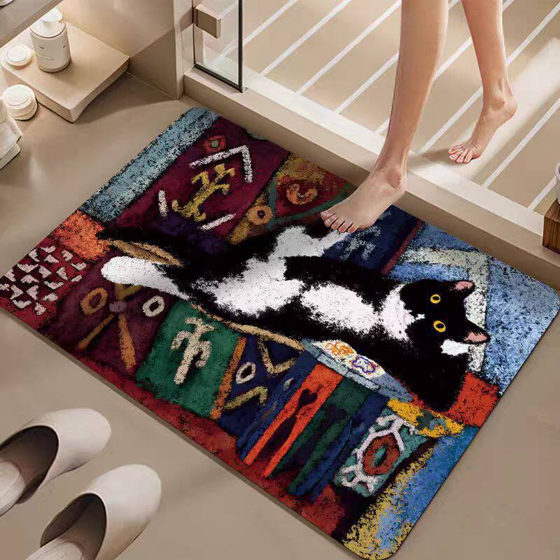 Cartoon Cat-Themed Bath Mat Bowlift