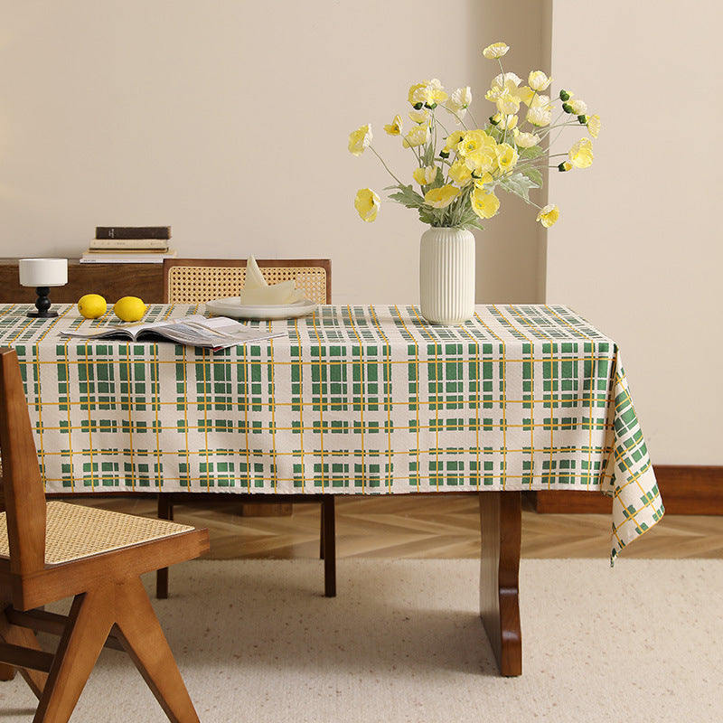 Rectangular coated tablecloth with checked plaid pattern and water-repellent surface Bowlift